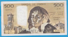 (1) BANCNOTA FRANTA - 500 FRANCS 1969 (2-1-1969), CU &quot;PIN HOLES&quot;, MAI RARA