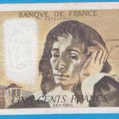 (1) BANCNOTA FRANTA - 500 FRANCS 1969 (2-1-1969), CU "PIN HOLES", MAI RARA