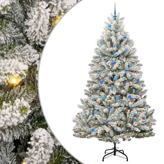 vidaXL Brad de Crăciun artificial Verde și alb 240 cm PVC și Metal 3395773