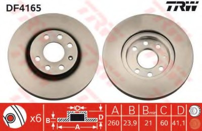 Disc frana OPEL CORSA C (F08, F68) (2000 - 2009) TRW DF4165 foto