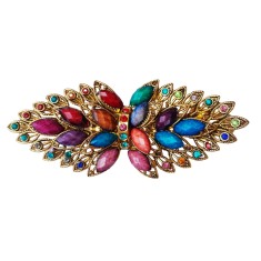 Clama de par coada de paun, Vintage, 11 cm, Multicolor, 63BJ
