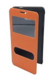 Husa tip carte portocalie (cu decupaj frontal) pentru Samsung Galaxy Alpha G850