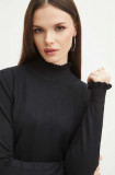 Medicine pulover femei, culoarea negru, cu turtleneck