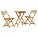 Cumpara ieftin Set mobilier bistro, 3 piese, bej, polipropilena si lemn masiv