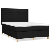 Cumpara ieftin Pat box spring cu saltea, negru, 140x190 cm, textil