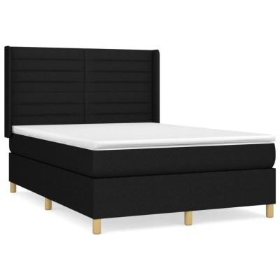 Pat box spring cu saltea, negru, 140x190 cm, textil foto