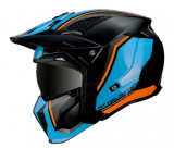 Cumpara ieftin Casca pentru scuter - motocicleta MT Streetfighter SV Twin A4 negru/albastru/portocaliu fluor lucios (ochelari soare integrati) &ndash; masca (protectie) ba