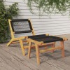 Scaun gradina Gossi cu suport picioare, lemn tec masiv, poliester negru, pliabil, 60x135x65 cm