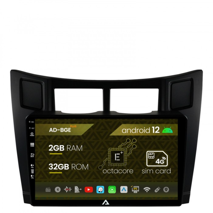 Navigatie Toyota Yaris (2005-2012), Android 12, E-Octacore 2GB RAM + 32GB ROM, 9 Inch - AD-BGE9002+AD-BGRKIT103