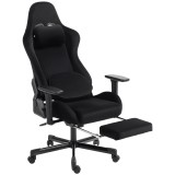 HOMCOM Scaun Gaming Ergonomic cu Masaj și Pernă Lombară &Icirc;ncălzită, Fotoliu Gaming &Icirc;nclinat din In, Brațe 4D, Negru | Aosom Romania