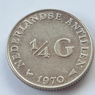 Antilele Olandeze 1/4 gulden 1970 argint foto