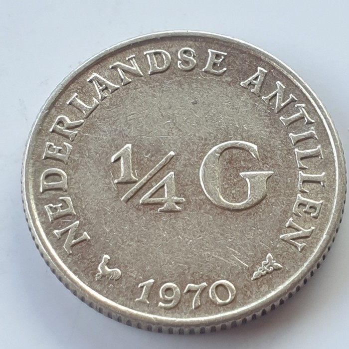 Antilele Olandeze 1/4 gulden 1970 argint