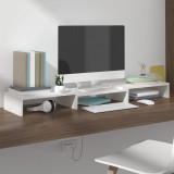 Stand pentru monitor, alb, 80x24x10,5 cm, lemn masiv de pin GartenMobel Dekor, vidaXL