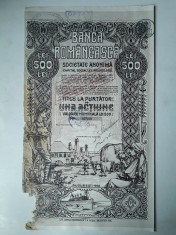 500 Lei 1920 Banca Romaneasca actiuni vechi / Romania 327299