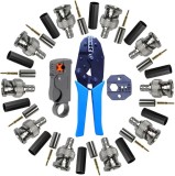 Clește de sertizat BNC + set 10 conectori BNC RG58 + dezizolator