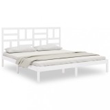 Cumpara ieftin Cadru de pat, alb, 200x200 cm, lemn masiv