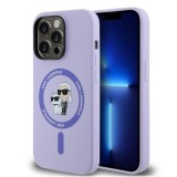 Husa pentru iPhone 14 Pro - Karl Lagerfeld Silicone Ring MagSafe (KLHMP14LSCMKCRHU) - Purple Karl&amp;Choupette Head