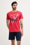 Fila set de pijama de bumbac culoarea rosu, cu imprimeu, FPS1220