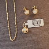 Set bijuterii placate cu aur - perle eco cu aspect de luna plina