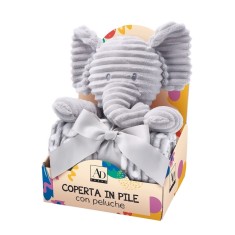 Set figurina Elefant cu paturica textil multicolor 75 x 90 cm