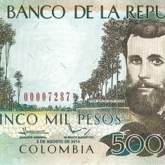 COLUMBIA █ bancnota █ 5000 Pesos █ 2014 █ P-452 █ UNC █ necirculata