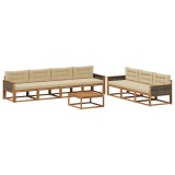 vidaXL Set de canapele de exterior cu pernă 8 pcs Natural și Bej 3382401