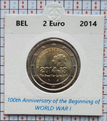 Belgia 2 euro 2014 UNC - WW I - km 345 - cartonas personalizat D56801 foto