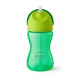 Cana cu pai flexibil Philips Avent, +12 luni, verde, 300 ml, SCF798/01, Philips