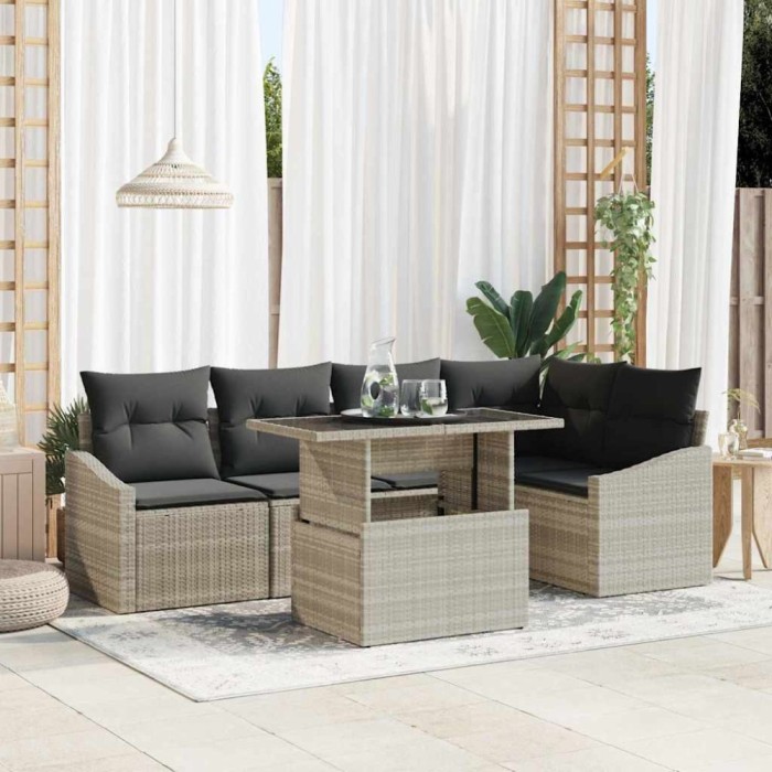 vidaXL Set de canapele pentru grădină 6 pcs Gri deschis și gri &icirc;nchis 3357745