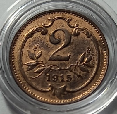 Austria, 2 Heller 1915, UNC. foto