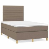 Cumpara ieftin Pat cu arcuri, saltea și LED, gri taupe, 120x190 cm, textil
