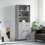 VidaXL Dulap &icirc;nalt, gri sonoma, 69,5x34x180 cm, lemn compozit