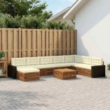 Cumpara ieftin Set de canapele de exterior 9 buc. 7-Locuri Natural si Crem