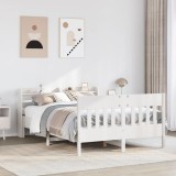 Gossi cadru de pat fara saltea, alb, 160x200 cm, lemn masiv pin