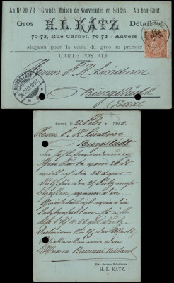 Belgium 1900 Old postcard postal stationery Antwerp to Burgstadt Germany D.802 foto