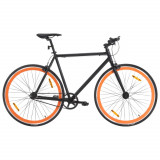 Bicicleta cu angrenaj fix, negru si portocaliu, 700c, 55 cm