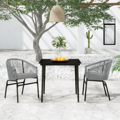 vidaXL Set mobilier de grădină, 3 piese, gri foto