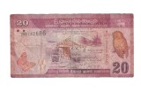 Bancnota Sri Lanka 20 rupees 4 februarie 2015, circulata, uzata