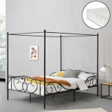 Pat baldachin Finstrom S140 cu saltea si gratar negru mat [en.casa] HausGarden Leisure