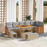 Cumpara ieftin Set de canapele pentru grădină 9 pcs bej și gri deschis