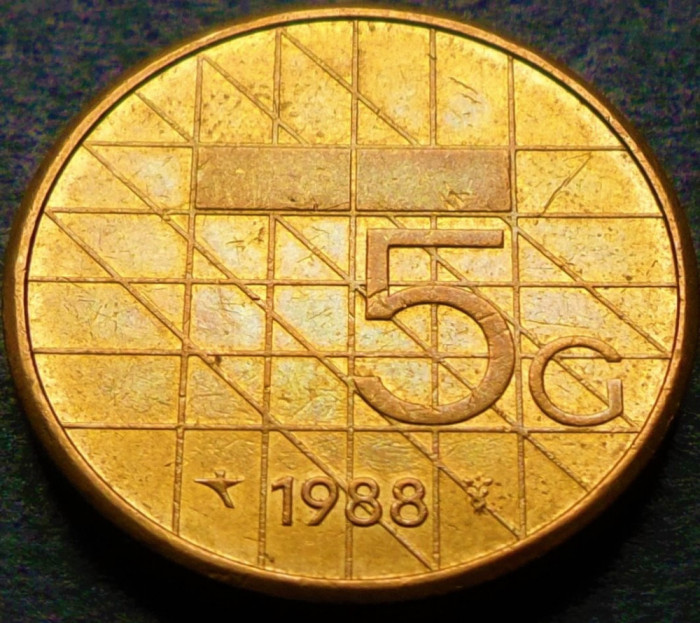 Moneda 5 GULDENI - OLANDA, anul 1988 *cod 3642 B