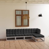 vidaXL Set mobilier de grădină cu perne, 5 piese, lemn masiv de pin 3076565