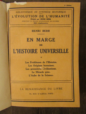 EN LARGE DE L&amp;#039;HISTOIRE UNIVERSELLE-HENRI BERR foto