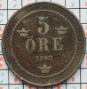 Suedia 5 ore 1890 - Oscar II (large letters) - km 757 - D001, Europa