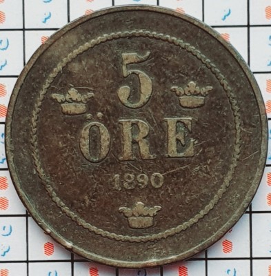 Suedia 5 ore 1890 - Oscar II (large letters) - km 757 - D001 foto