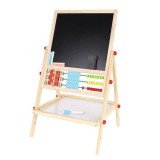 Tabla Educativa pentru Copii cu 2 Fete si Suport pentru Accesorii,Lemn, 67 x 41 x 32 cm, Multicolor