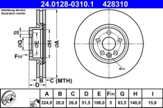 ATE 24.0128-0310.1 Disc frana