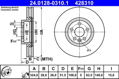 ATE 24.0128-0310.1 Disc frana foto
