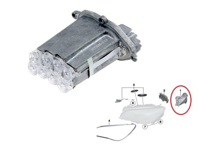 Modul LED BMW Seria 7 (F01/F02), 10.2008-2012, partea dreapta, semnalizare in far; LED, foto