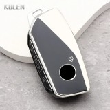 Husa Cheie Auto TPU Moale BMW G07 G09 G70 G81 X1 U11 G Seria Negru Argintiu